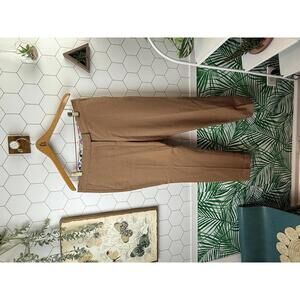 BODEN Wool Blend Tan Cuffed Straight Trouser Pant - Size - 10